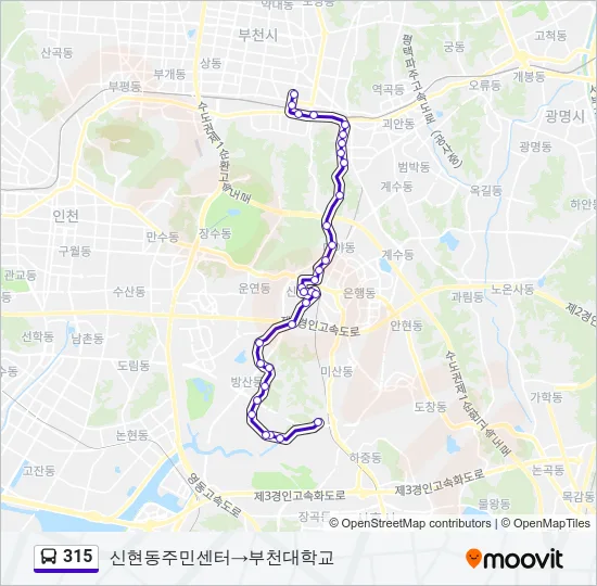 315 버스 노선 지도