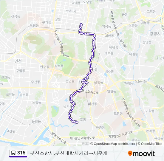 315 버스 노선 지도