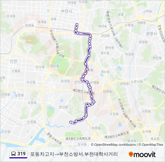 319 버스 노선 지도