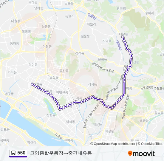 550 버스 노선 지도