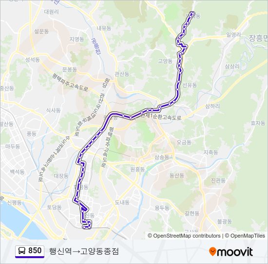 850 버스 노선 지도