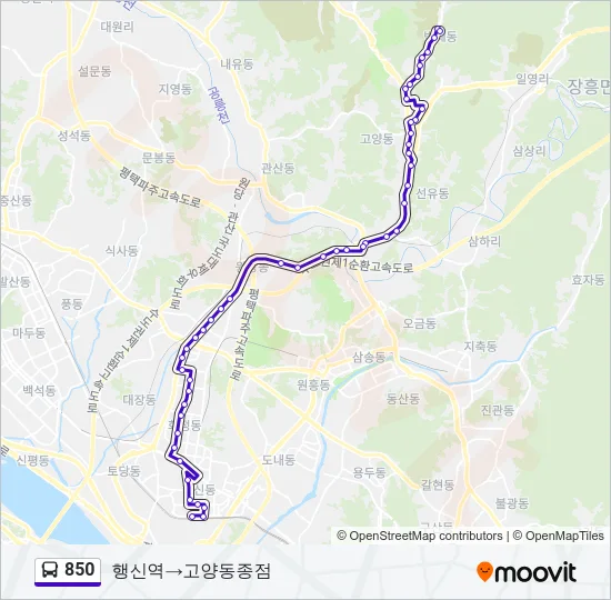850 Bus Line Map