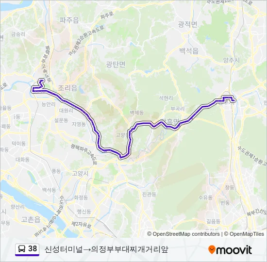 38 버스 노선 지도