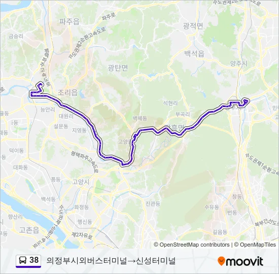 38 버스 노선 지도