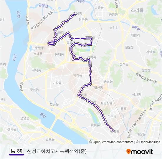 80 버스 노선 지도