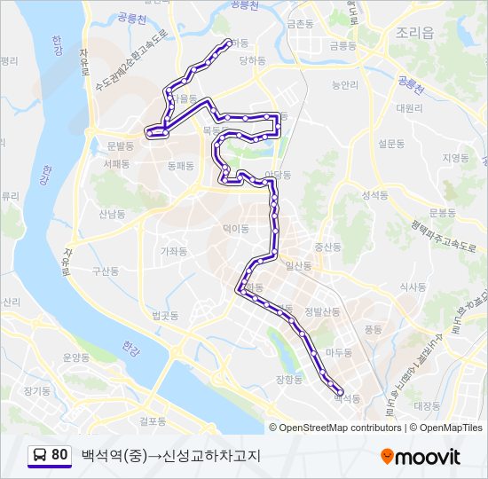 80 버스 노선 지도