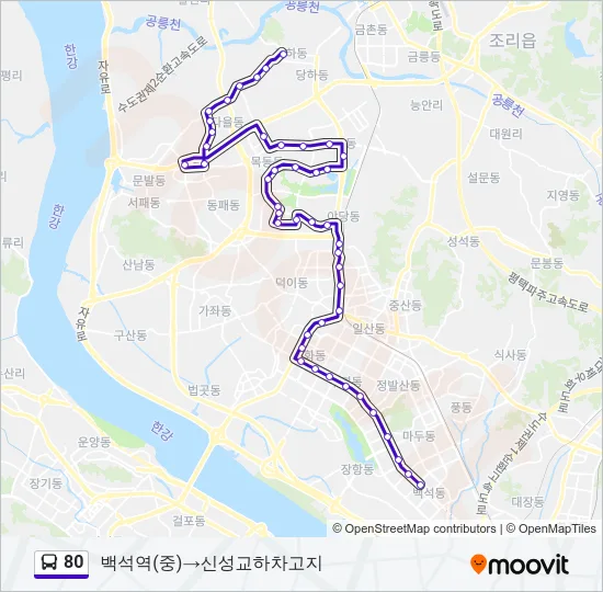 80 버스 노선 지도