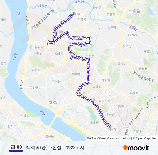 80 bus Line Map