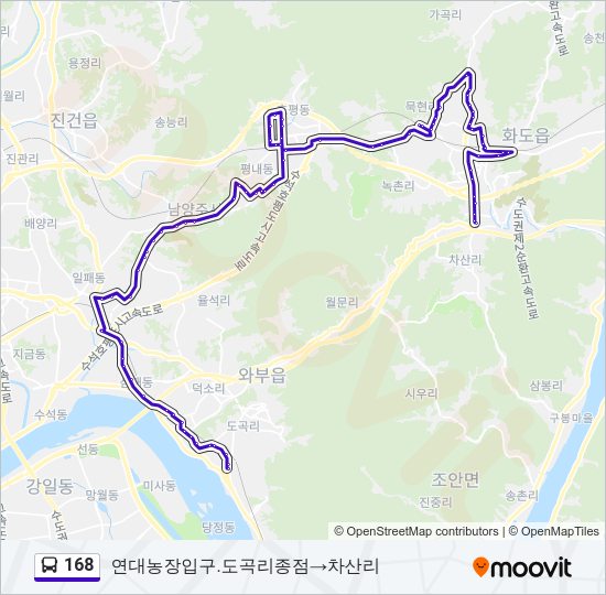 168 버스 노선 지도