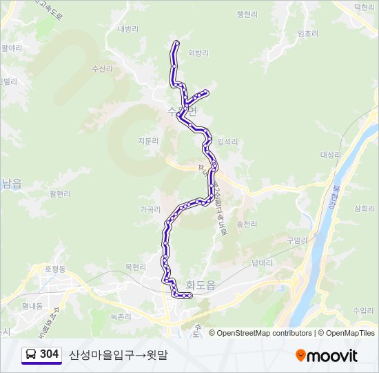 304 bus Line Map