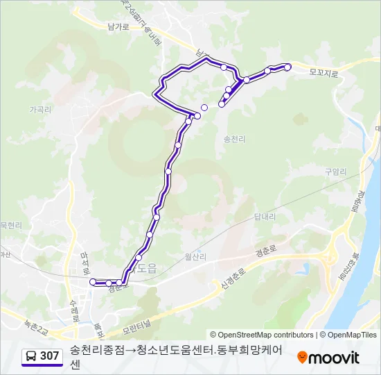 307 버스 노선 지도