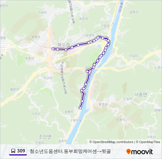 309 버스 노선 지도