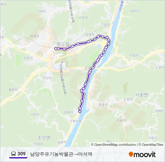 309 버스 노선 지도