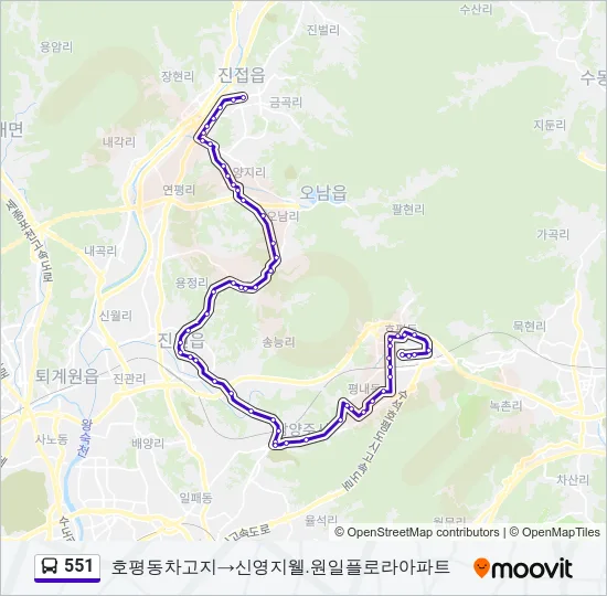551 버스 노선 지도