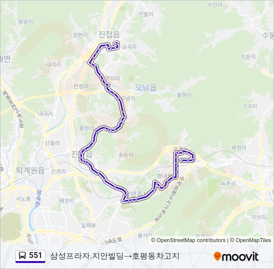 551 버스 노선 지도