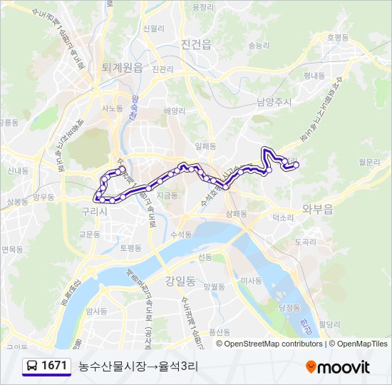 1671 버스 노선 지도