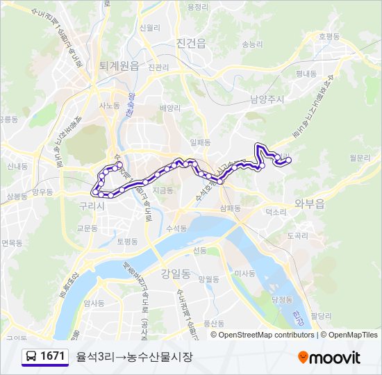 1671 bus Line Map