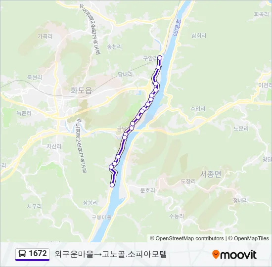 1672 버스 노선 지도