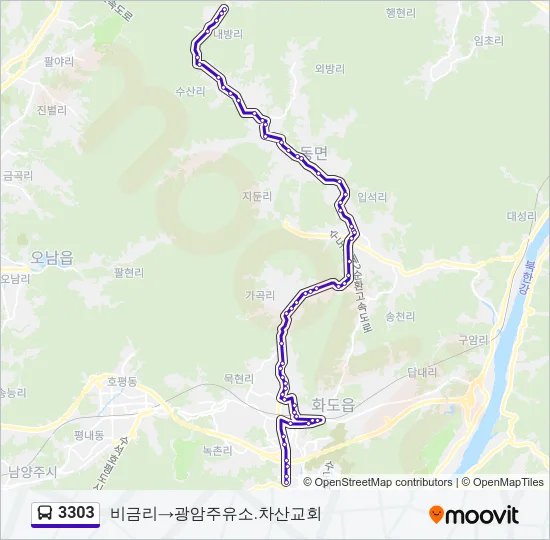 3303 버스 노선 지도