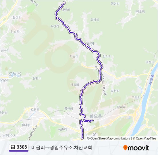 3303 버스 노선 지도