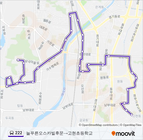 222 버스 노선 지도