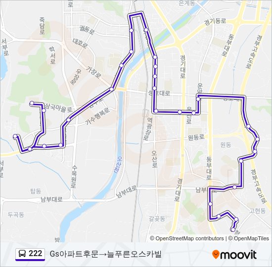 222 버스 노선 지도