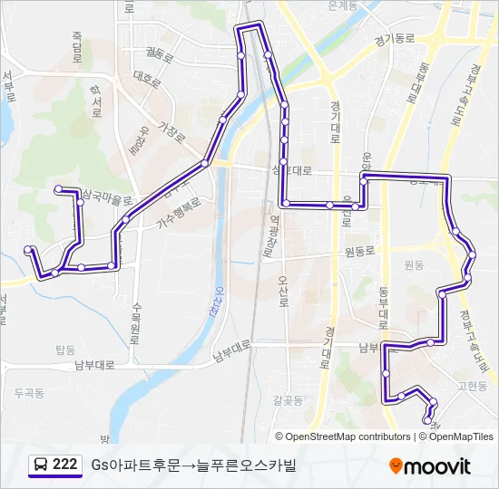 222 Bus Line Map