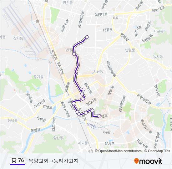 76 버스 노선 지도