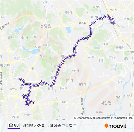 80 버스 노선 지도