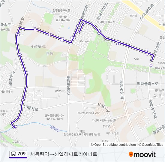 709 버스 노선 지도