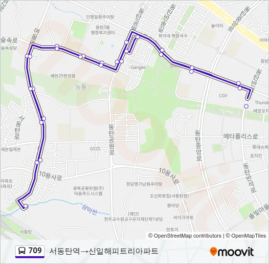709 버스 노선 지도