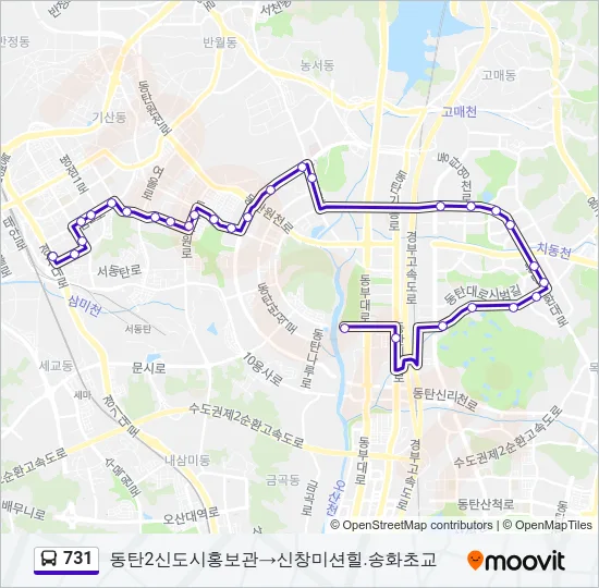 731 버스 노선 지도