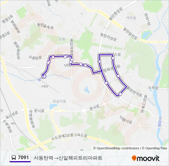 7091 버스 노선 지도