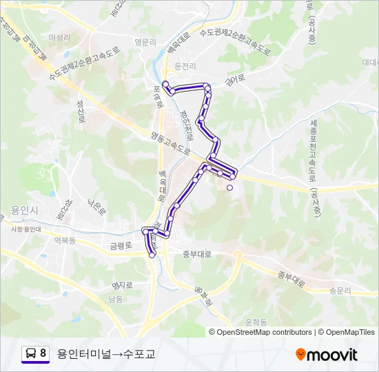 8 버스 노선 지도