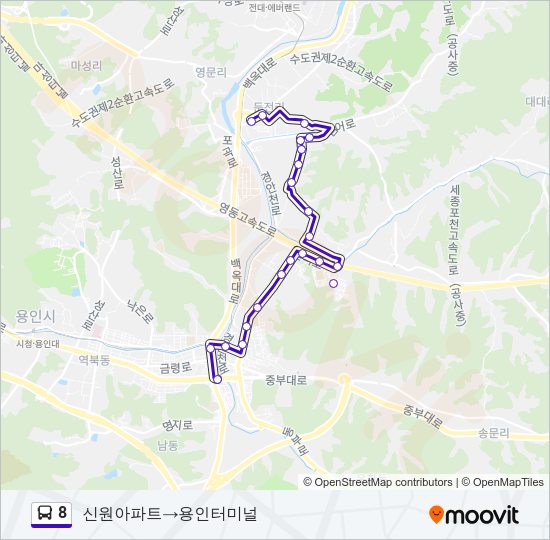 8 버스 노선 지도