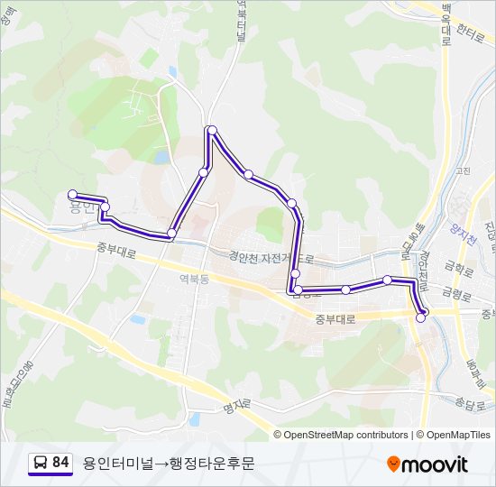 84 버스 노선 지도