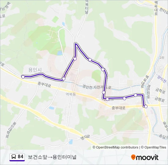 84 버스 노선 지도