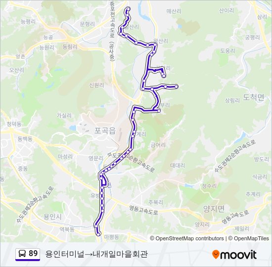 89 버스 노선 지도