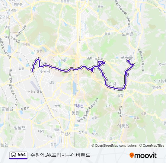 664 버스 노선 지도