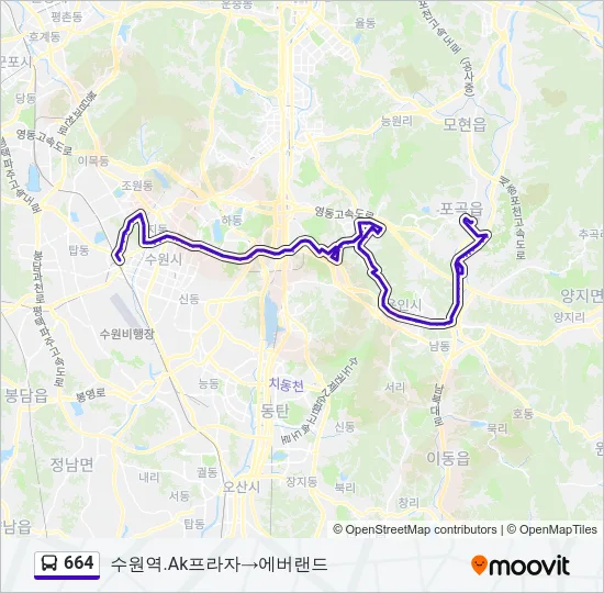 664 Bus Line Map