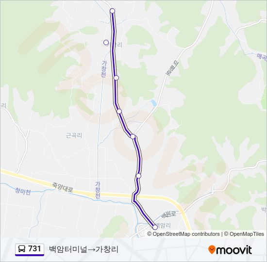 731 버스 노선 지도
