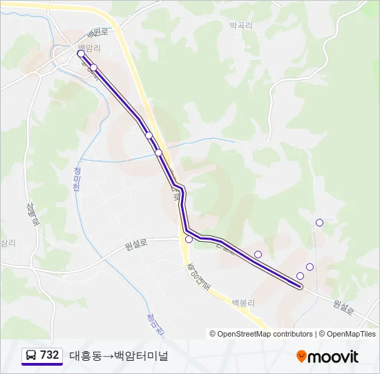 732 Bus Line Map