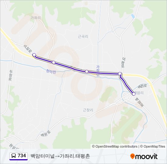 734 버스 노선 지도