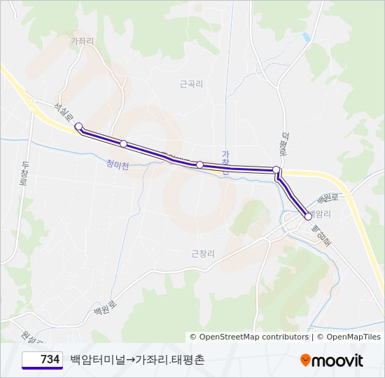 734 bus Line Map