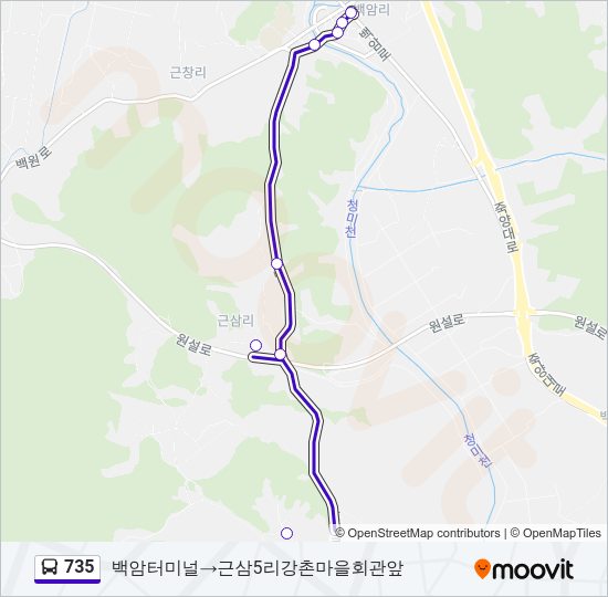 735 버스 노선 지도