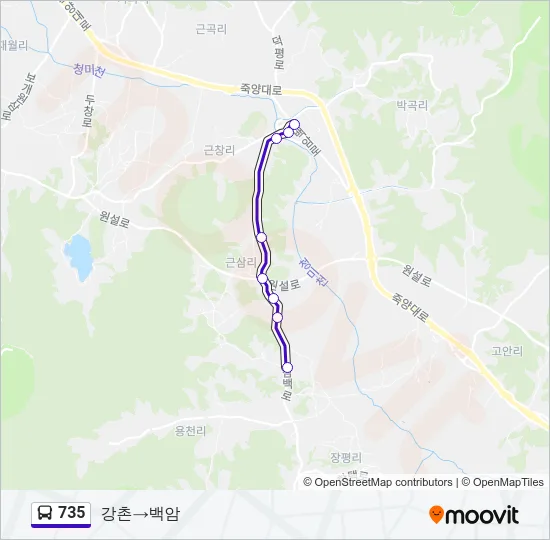 735 버스 노선 지도