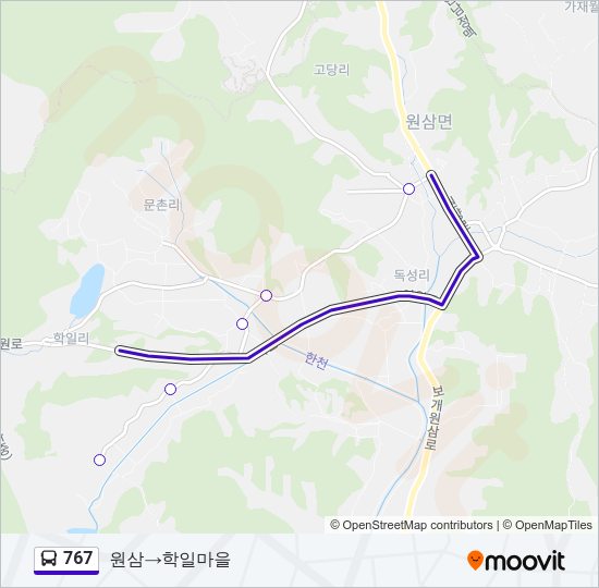 767 버스 노선 지도