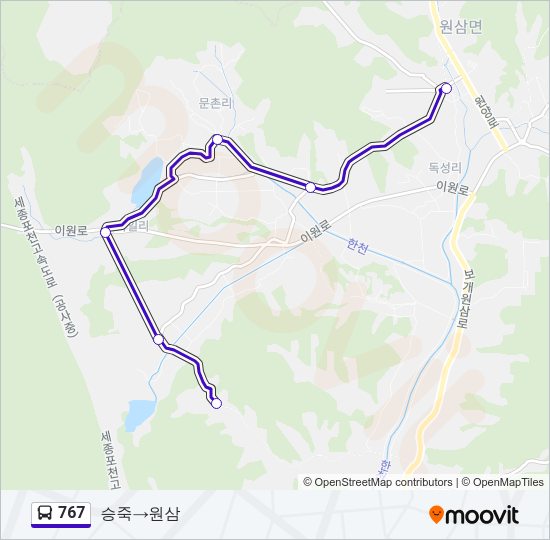 767 버스 노선 지도