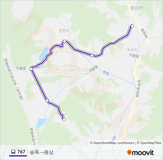 767 버스 노선 지도
