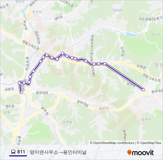 811 버스 노선 지도